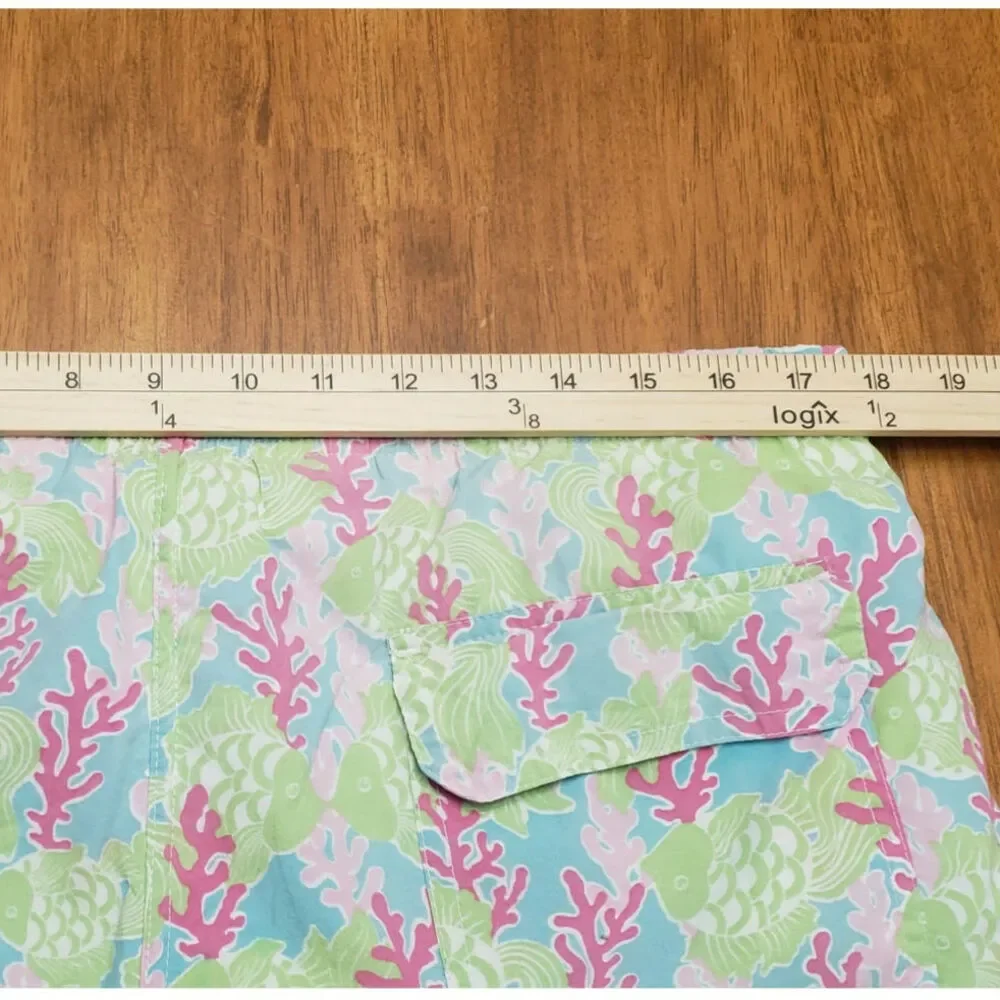 Lilly Pulitzer men's vintage swim shorts sz medium pastel fish, coral lining